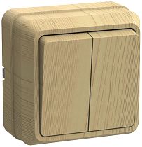 Выключатель двухклавишный ОП Октава 10А IP20 ВС20-2-0-ОС сосна  IEK