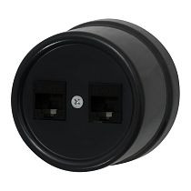 Розетка RJ45 информационная,двойная,серия "ЛИЗЕТТА", пластик, цвет Черный Bironi