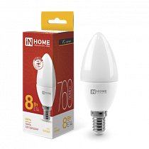Лампа светодиодная LED-СВЕЧА-VC 8Вт 230В Е14 3000К 760Лм IN HOME Лампа светодиодная LED-СВЕЧА-VC 8Вт 230В Е14 3000К 760Лм IN HOME