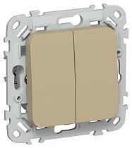 FLITE Выключатель 2-клавишный проходной 10А ВС62-1-0-ФлХ хаки IEK