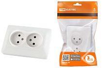Розетка двойная 2П 10А 250В белая "Ильмень"  TDM