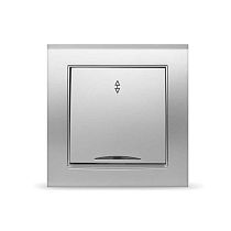 Выключатель проходной одноклавишный с подсветкой Бриллиант, скрытой установки, 10А, 220В, серебро UNIVERSAL