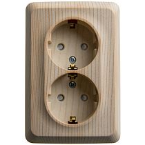 ЭТЮД открытая установка Сосна Розетка двойная угловая с заземлением со шторками 16А 250B Systeme Electric (Schneider Electric)