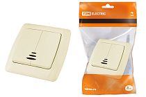 Выключатель 2 кл. с подсветкой 10А сл. кость "Онега"  TDM