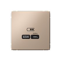 ArtGallery Песочный USB Розетка тип-С 65Вт высокоскор.заряд. QC, PD, механизм Systeme Electric (Schneider Electric) ArtGallery Песочный USB Розетка тип-С 65Вт высокоскор.заряд. QC, PD, механизм Systeme Electric (Schneider Electric)