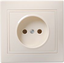 РС10-2-Км Розетка 1местная без заземления и защитными шторками 10А керамика КВАРТА кремовый  IEK