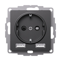 AtlasDesign Базальт Розетка 16А с 2 USB A+A, 5В/2,4А, 2х5В/1,2А, механизм Systeme Electric (Schneider Electric)