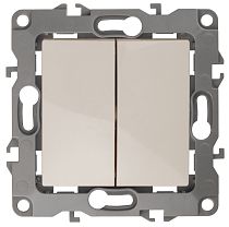 Выключатель ЭРА 12 12-1106-02 10А 250В слоновая кость двухклавишный проходной