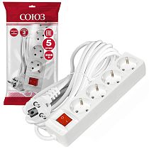 Удлинитель быт. Союз 3500 Вт (с/з выкл.) 4гн. ПВС 5м