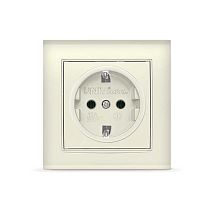 Розетка одноместная серия "Бриллиант" с/з, с/у, 16А, 220В, "слоновая кость" (ivory), (еврослот) UNIVERSAL