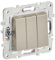 SKANDY Выключатель 3-клавишный 10А SK-V11Sh шампань IEK