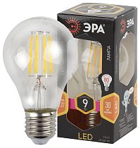 Лампа светодиодная ЭРА F-LED A60-9W-827-E27 филамент груша теплый белый свет Лампа светодиодная ЭРА F-LED A60-9W-827-E27 филамент груша теплый белый свет