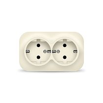 Розетка UNIVersal IONICH 1428 слоновая кость двойная с заземлением