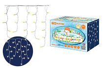 Гирлянда светодиодная "Бахрома" 2х1м, 152LED, 3000К, бел. шнур, посл. подкл, IP65, 250 В,  TDM