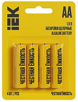 Батарейка щелочная Alkaline LR06/AA (4шт/блистер)  IEK