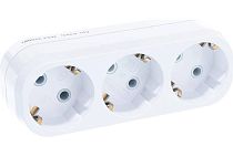 Разветвитель 3 гнезда с заземлением плоский белый 16А 250В UNIVERSAL