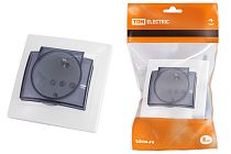 Розетка 2П+З с защ. шт. и крышкой 16А 250В IP44 белая "Таймыр"  TDM