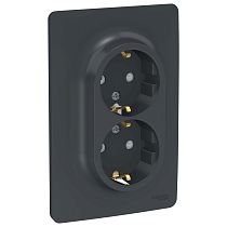 UNICA NEW РОЗЕТКА двойная, со шторками, с заземлением, винтовой зажим,АНТРАЦИТ Systeme Electric (Schneider Electric)