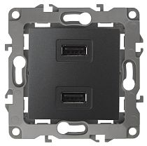 Розетка USB ЭРА 12 12-4110-05 зарядное устройство USB 230В 5В-2100мА антрацит