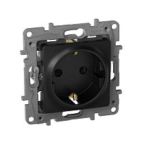 ETIKA Розетка 1-местная с заземлением без защитных шторок 16А антрацит