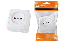 Розетка 2П открытой установки с з/ш IP20 10А, белый "Ладога"  TDM