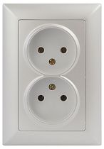 Розетка ЭРА Intro Solo 4-204-06 без заземления двойная 2х2P, 16А-250В, IP20, скрытой установки, перламутр