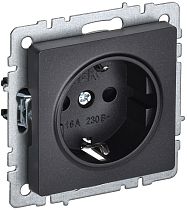 BRITE Розетка 1-местная с заземлением без защитных шторок 16А РС11-1-0-БрЧ черный  IEK