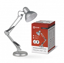Светильник настольный под лампу на основании + струбцина СНО 15С 60Вт E27 230В СЕРЕБРО IN HOME