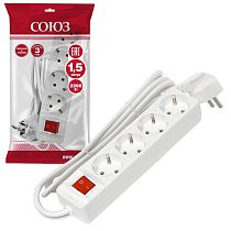 Удлинитель бытовой Союз 2200 Вт (с/з выкл.) 4гн. ПВС 1,5м