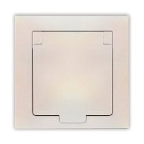 Розетка одноместная с крышкой UNIVERSAL серия "Афина"с заземлением, скрытой установки, 16А, 220В, жемчуг (еврослот)