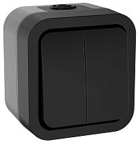 TORS Выключатель двухклавишный 10А IP55 TS105 графит  IEK