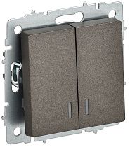 BRITE Выключатель 2-клавишный с индикацией для отелей 10А ВС10-2-9-БрТБ темная бронза  IEK