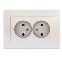 Розетка двухместная UNIVERSAL серия "Афина" без заземления, скрытой установки, 16А, 220В, жемчуг (еврослот)