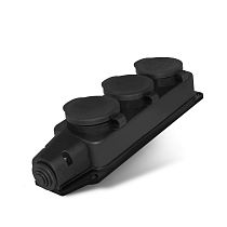 Колодка тройная однофазная с заглушками с заземлением каучук 16А 250В IP44 UNIVERSAL