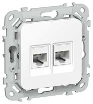 FLITE Розетка 2-местная RJ45/RJ11 категория 5Е/3 UTP РКТ5е/3-2-0-ФлБ белый IEK