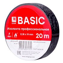 Изолента класс А (0,18х19мм) (20м.) черная EKF Basic Изолента класс А (0,18х19мм) (20м.) черная EKF Basic