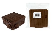 Коробка распаячная ОП 80х80х50мм, крышка, "ЭКО" (венге), IP54, 7вх. инд. штрихкод  TDM