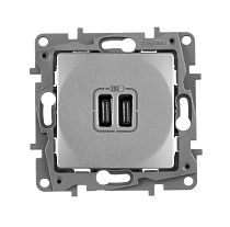 ETIKA Розетка USB C+C 15Вт алюминий