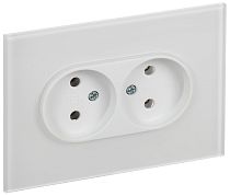 SKANDY Розетка 2-местная без заземления без защитных шторок для плоской вилки 10А SK-R03W стекло арктический белый IEK