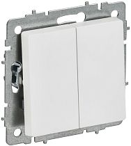 BRITE Выключатель 2-клавишный проходной 10А ВС10-2-6-БрАБ арктический белый IEK