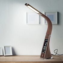 Настольный светильник, светодиодный ЭРА NLED-461-7W-BR, с часами, led, коричневый Настольный светильник, светодиодный ЭРА NLED-461-7W-BR, с часами, led, коричневый