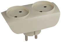 Сетевой разветвитель ЭРА без заземления 2 розетки, 16А, Слоновая кость, SP-2-I