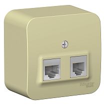 Blanca открытая установка с изолированной пластиной Бежевый Розетка RJ11+RJ45 кат.5e Systeme Electric (Schneider Electric)