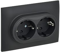 SKANDY Розетка 2-местная с заземлением с защитными шторками 16А в сборе SK-R07G графит IEK