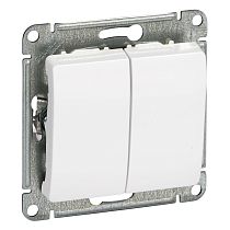 Glossa Белый Выключатель 2 клавишный , сх.5, 10АХ Systeme Electric (Schneider Electric)