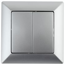 Выключатель ЭРА Intro Solo 4-104-03 IP20 10А 250В алюминий двухклавишный