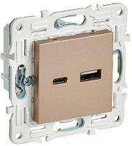 SKANDY Розетка USB A+C 18Вт SK-R13Sa песочный IEK