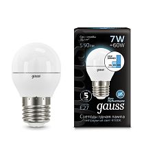 Лампа светодиодная Gauss Шар E27 7Вт 550lm 4100K step diммable