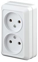 Розетка ЭРА Intro Quadro 2-203-01 16А 250В накладная белый двойная без заземления