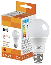 Лампа LED груша Bulb A60 510lm 3000K E27  IEK